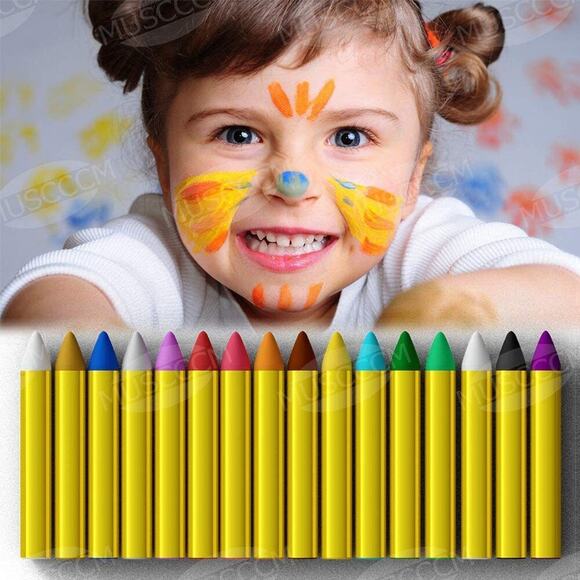 Face and Body Crayons 16 Colors Paint Sticks Washable Non Toxic Costume Makeup - Picture 4 of 12